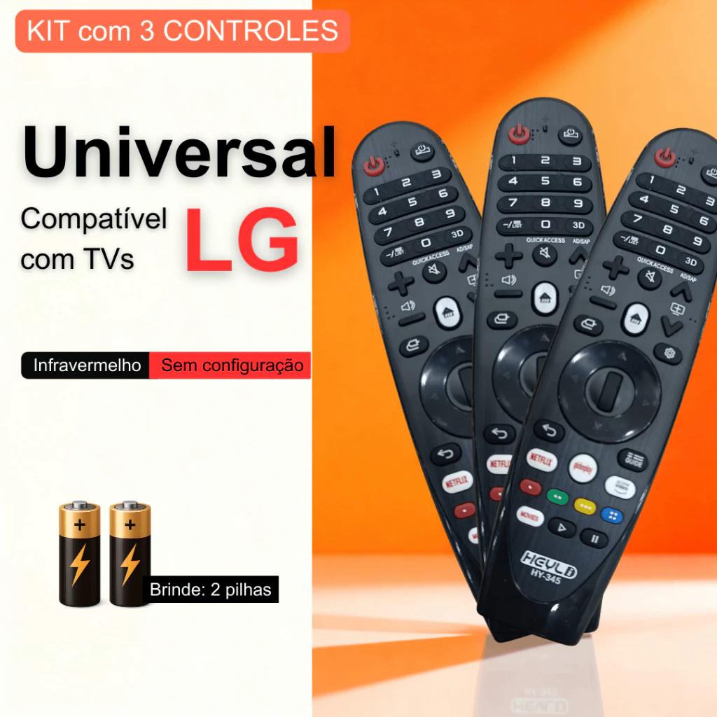 Kit 3 Controle Remoto LG Universal Smart TV IR